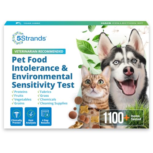 5Strands Pet Food Intolerance & Environmental Sensitivity Test, at Home Gut Health Test for Dogs & Cats, 1100+ Items Tested, Pet Health Check, Results in 4 Days, For All Ages and Breeds