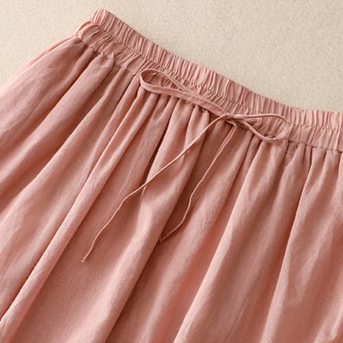 Flowy Cotton Linen Skirt for Women High Waist Drawstring Maxi Skirts Lightweight Casual Boho Skirt Clothes3