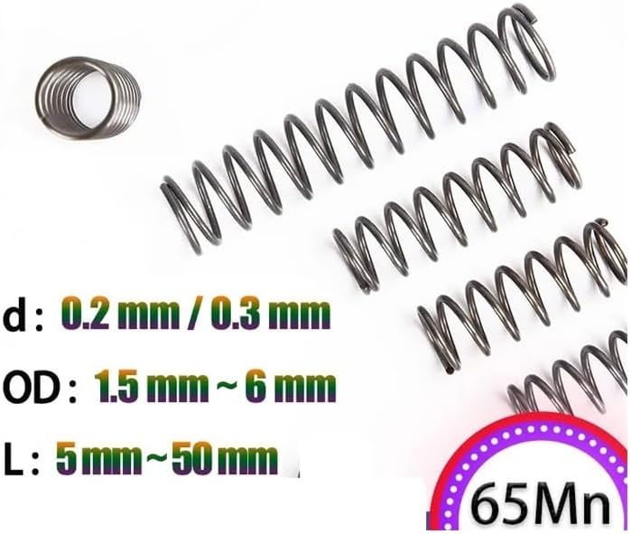 おもちゃの機械類の交換春 圧縮ばね線の直径4.0mm、外径20mm、長さ20mm~50mm伸縮ばね圧力スプリング (Length : 圧縮ばね戻り春  圧縮長スプリングワイヤー直径0.3mm、外径2~6mm、長さ300mm、圧力長いスプリングリターンスプリング (Le 圧縮スプリング (ピアノ線、  ばね 鋼 ... 10個 65Mn 圧縮スプリング 線径; 0.3mm 外径; 4-6mm 長さ; 5-50mm(20mm,3mm/0.3mm)