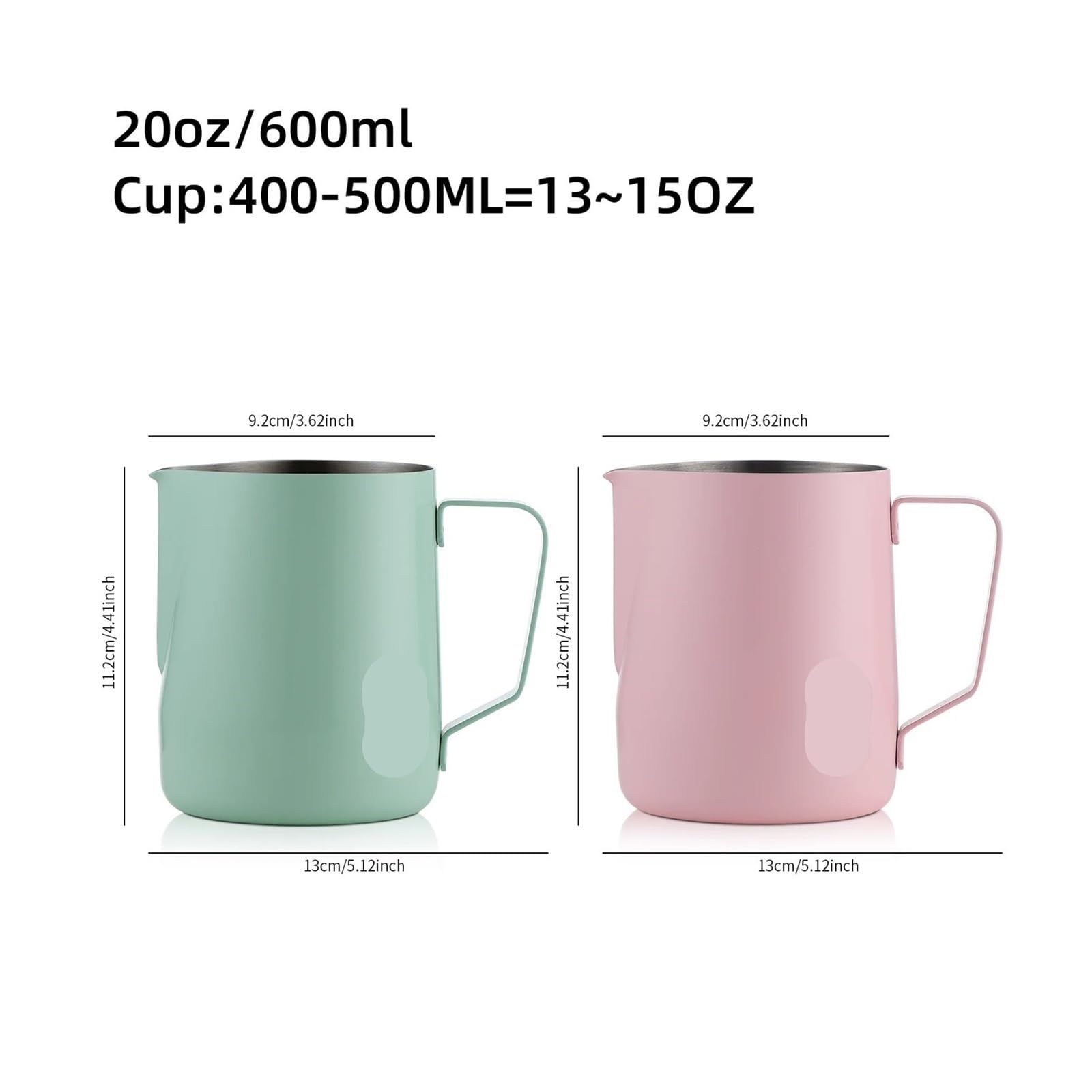 Jarra for espumar leche con pico puntiagudo, taza artística de acero inoxidable 350ml/600ml(Blue 350ml)