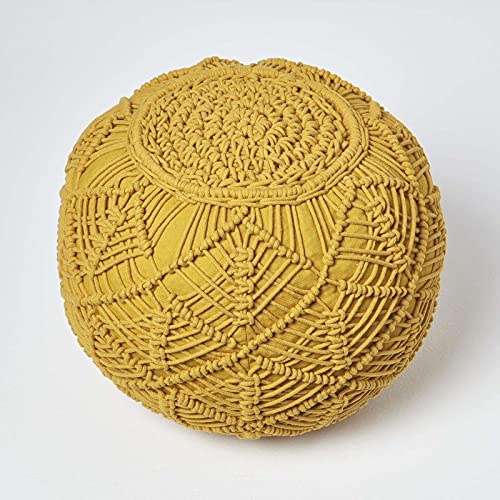 Repose-pieds en crochet jaune moutarde pouf tressé coton salon 40x50 - 4