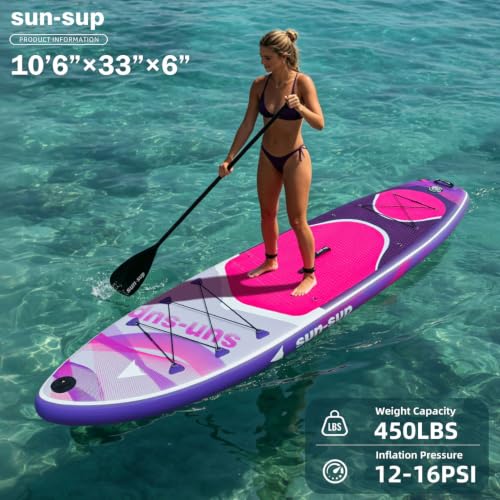 Image of Inflatable Stand Up Paddle Board Extra Wide SUP Board with Removable Fin with Premium SUP Paddle Board Accessories, Wide Stable Design, Non-Slip Comfort Deck for Youth & Adults