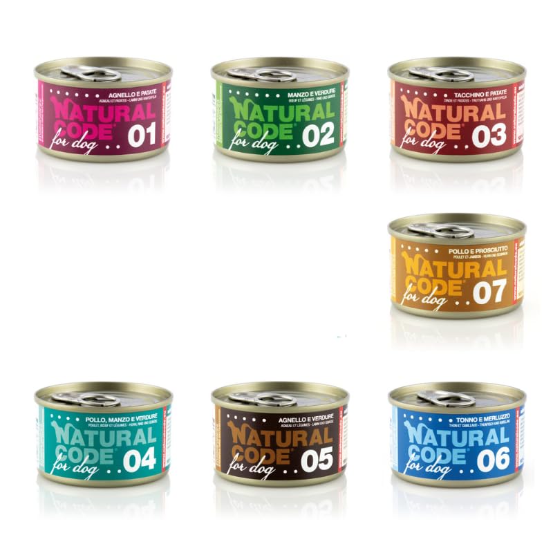 Natural Code Cibo Umido Per Cane Cani Dog. 12 LATTINE ASSORTITE DA 90GR CADAUNO (Gusti in base alla disponibilità)