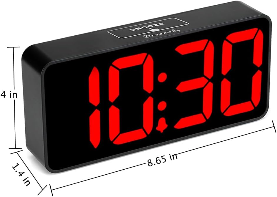 DreamSky Large Digital Alarm Clock Big Numbers for Seniors & Visually Impaired, 9 Inches Electric Clocks for Bedroom, Jumbo Display Fully Dimmable Brightness, USB Ports, Adjustable Alarm Volume