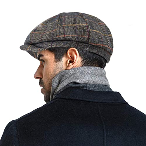 Fashion Men’s Classic Newsboy Gatsby Hat Blend Wool Vintage Flat Ivy Cabbie Cap Boyfriend Gifts(Medium/Large/X-Large)