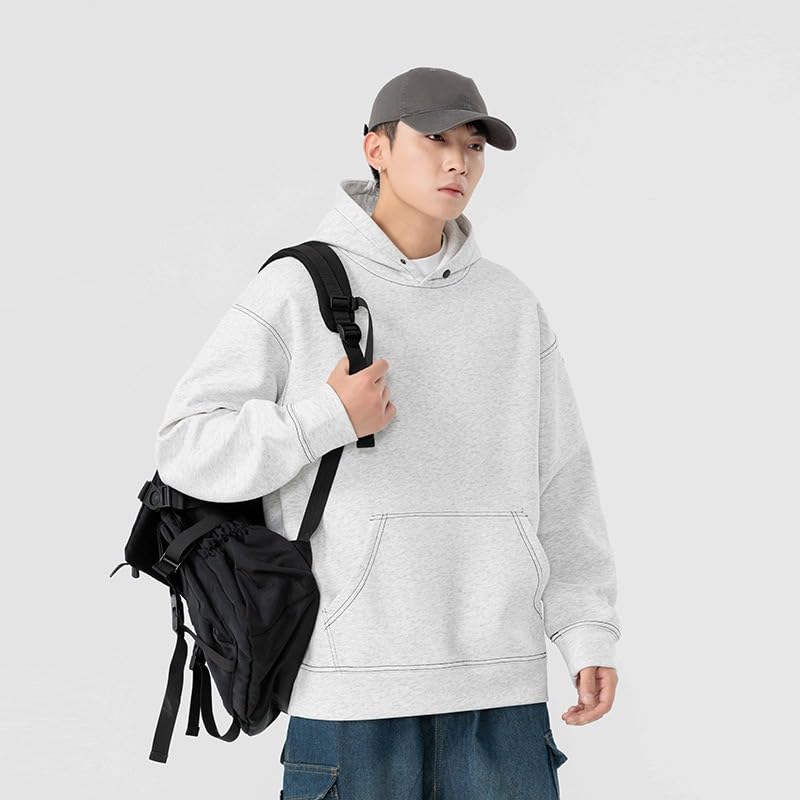 Men's Loose Fit Hoodie Solid Color4