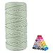 flipped 100% Natural Macrame Cotton Cord,3mm x109 Yard Twine String Cord Colored Cotton Rope Craft Cord for DIY Crafts Knitting Plant Hangers Christmas Wedding Décor (Light Green, 3mm109yards)
