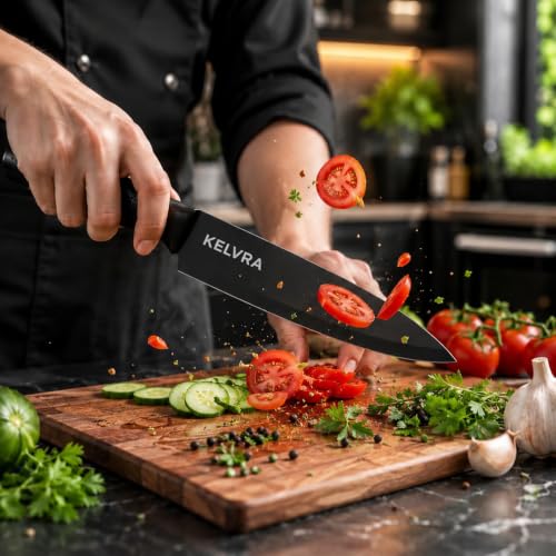 Image of Kitchen Knife Set 3-Piece with Knife Sharpener Tool, Stainless Steel Chef Knives, Sharp Cutting Knives for Kitchen, Vegetable, Fruit & Meat Cutting (3 Knife Set + Knife sharpner)