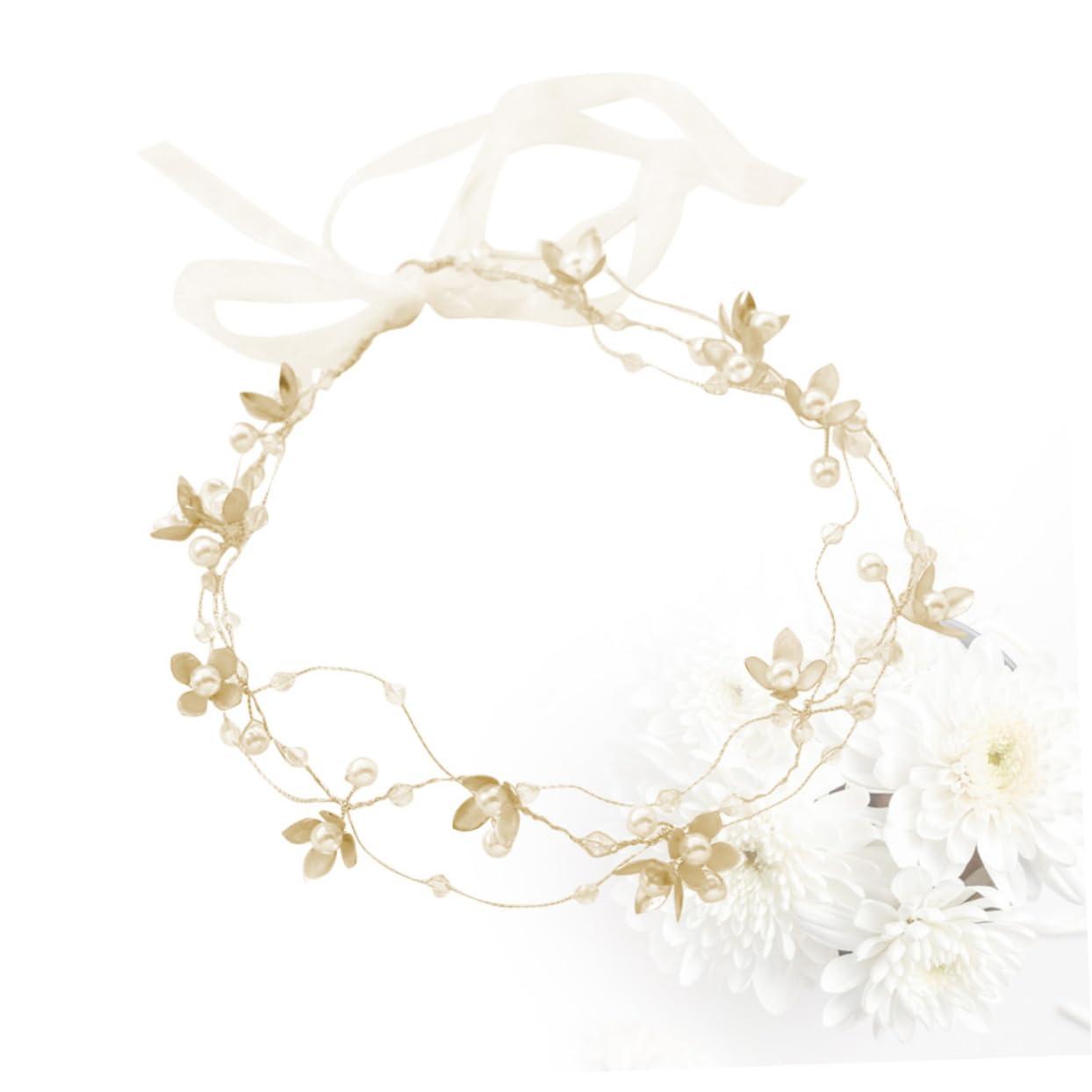 FRCOLOR 3piezas Diadema De Flores Doradas Para Novia Accesorio De Cabello Perlas y Cristales Tocado Elegante Para Bodas Especiales