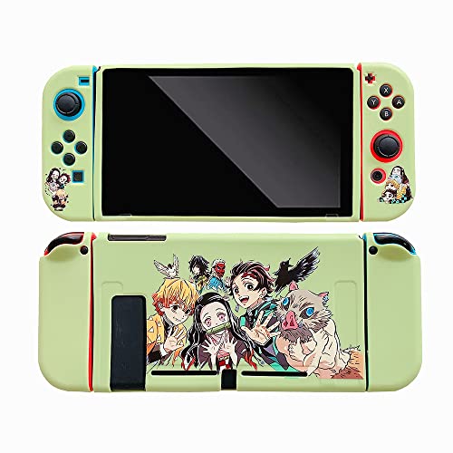 Viwind Coque de protection souple pour Nintendo Switch - Coque de protection souple - Résistante aux chocs et aux rayures - Compatible avec console Nintendo Switch et Joy-Con (vert, Demon Slayer) Cover