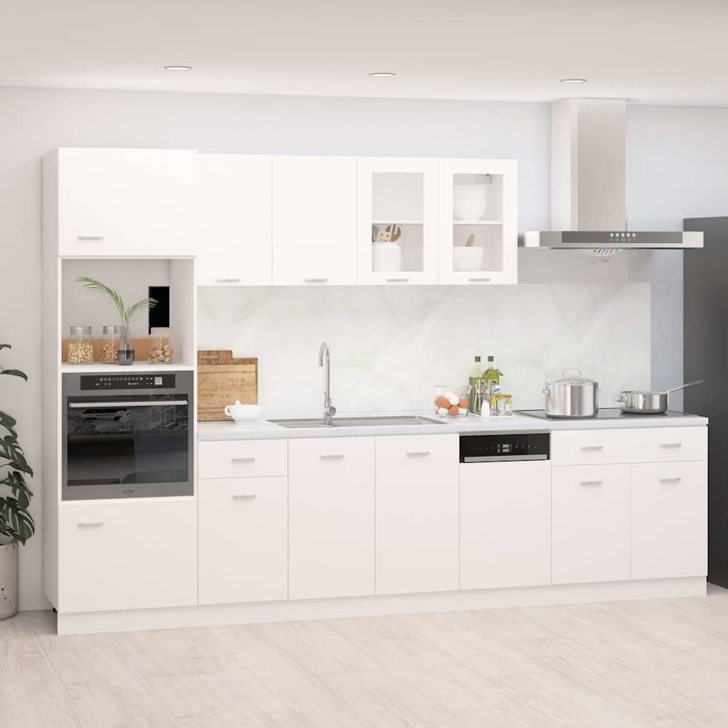 ACAGALA Set de 7 armarios de cocina, bloque de cocina ajustable - EXPANDIBLE - cocina empotrada, madera de fibra, cocina completa, sin encimera, armario de cocina, armario suspendido