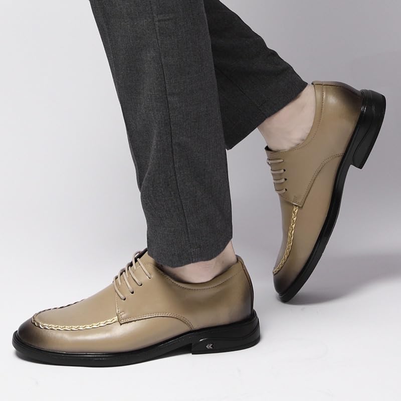 Men Casual Waterproof Loafers Fashionable Soft Oxfords Shoes Formal Lace Up Elevator Wedding Shoes2