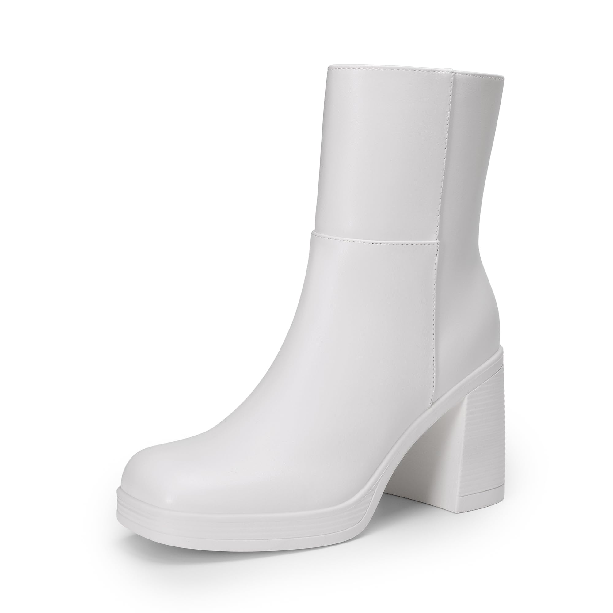DREAM PAIRS Womens Platform Gogo Ankle Boots Chunky High Heels Square Toe Comfort Party Dress Side Zipper Booties