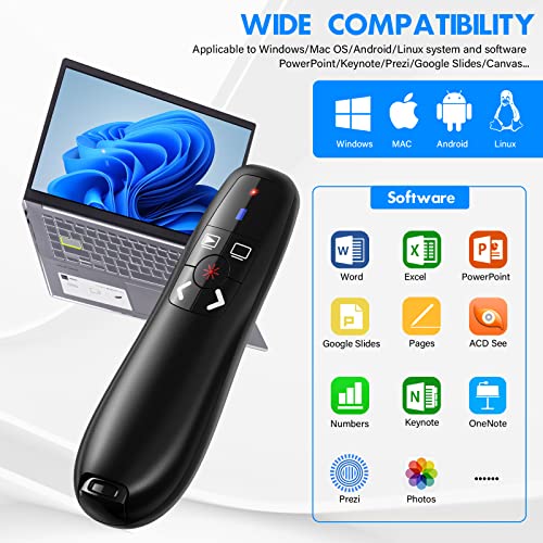 Image of Presentation Clicker Wireless Presenter Remote Clicker for PowerPoint Presentation, RF 2.4GHz USB PowerPoint Clicker Slide Advancer with Volume Control for Computer /Laptop /Mac