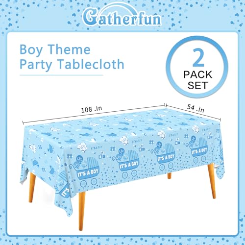 Image of Gatherfun Baby Boy Shower Party Supplies: 2-Pack It's A Boy Decorations,Disposable Plastic Tablecloth, Ideal Table Cover for Baby Shower Decorations Boy