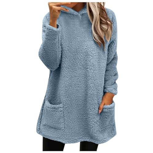 Kuschelkleid Damen Flauschig Damen-Sweatshirt aus doppeltem Samt für und Winter, flauschig, großes Profil, langärmelig, lässig, warm,...