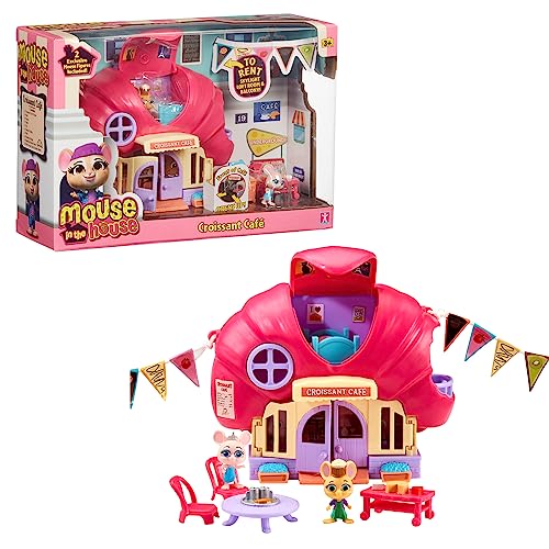 MOUSE IN THE HOUSE, Estuche Croissant Café, con 2 Figuras de ratón exclusivas, Accesorios y Pegatinas Que Brillan en la Oscuridad, Juguetes para niños a Partir de 3 años, MUN01