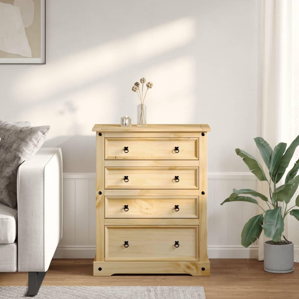vidaXL Cassettiera Corona 92x48x114 cm in Legno Massello di Pino