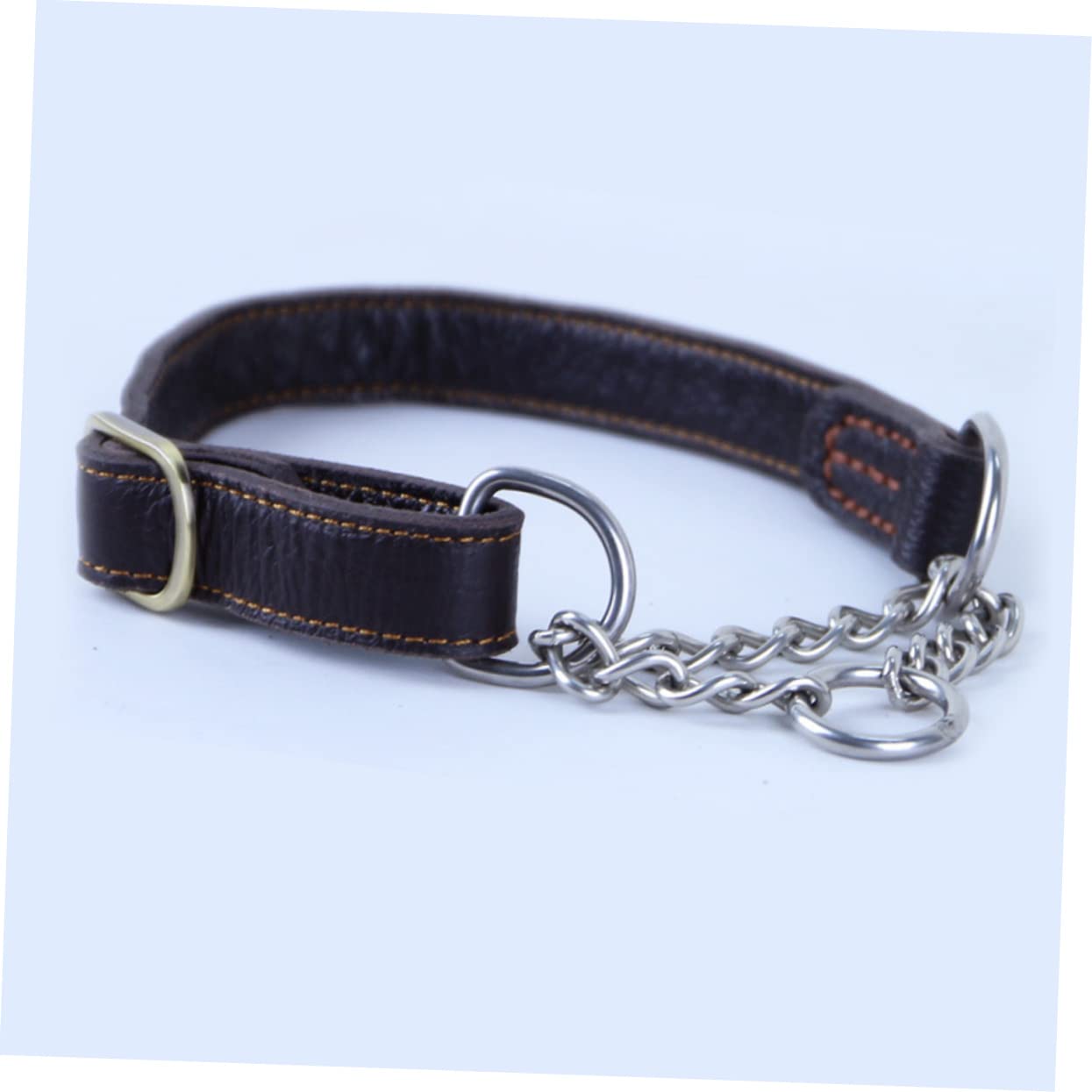 Happyyami p Chain Necklace Leather Adjustable for Dogs for Medium Dogs for Large Dogs Black