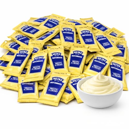 Heinz Mayonesa Monodosis 9,5 g – Huevos 100% de Gallinas Camperas – Sin Gluten – Apta para Vegetarianos – Formato Individual Hostelería (100Uni)