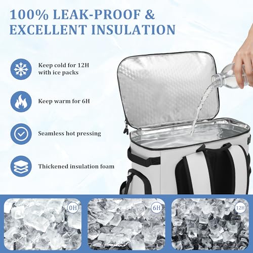 30L Large Cooler Backpack 48 Can Leakproof Waterproof Insulated 7.93 Gal - image 3
