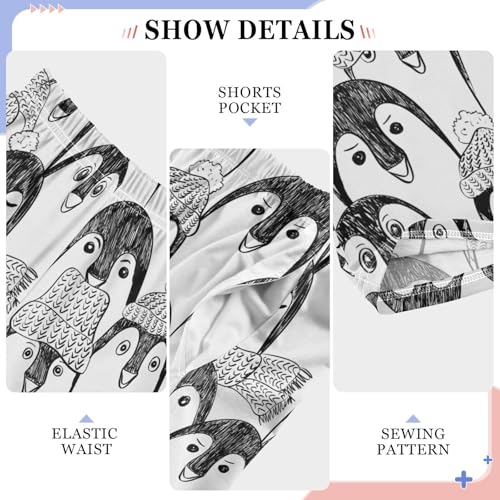 ZZXXB Retro Penguin Boys Long Pants Soft Trousers Elastic Waist Kids Lounge Bottoms with Pockets S-XL4