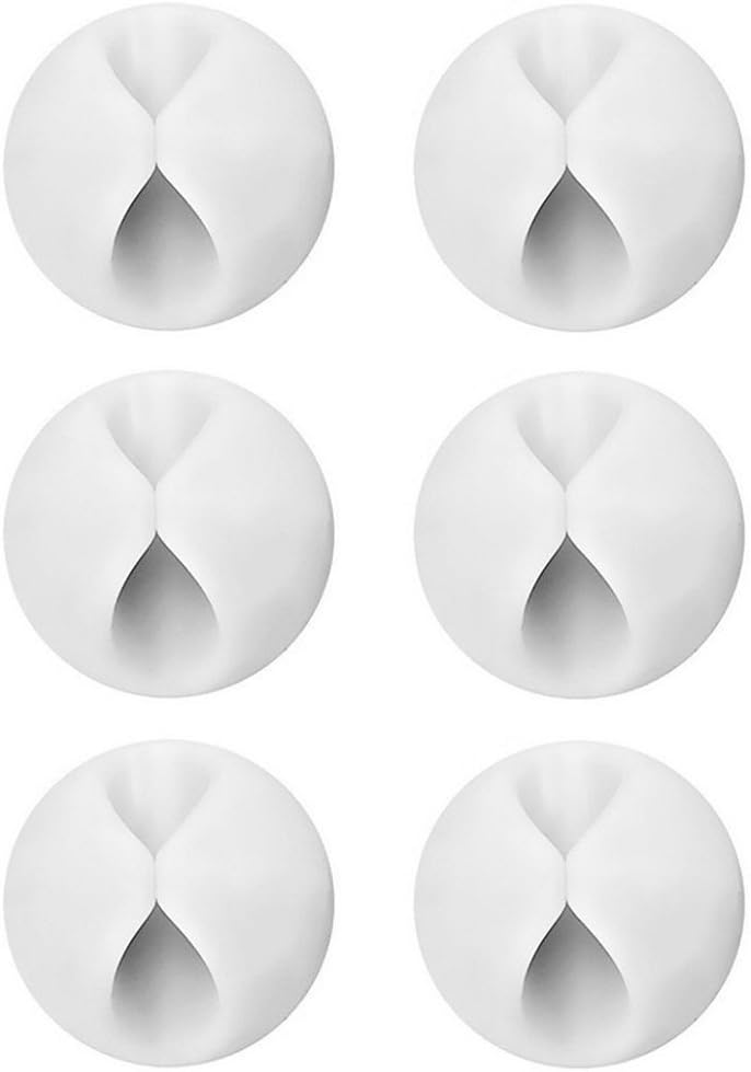 6 Cable Clips for X-Cable, Multi-Purpose Clips for Desk, Power Cable, USB Cable, Headphone Cable, TV Cable, PC/Laptop Cable, Home Office - White