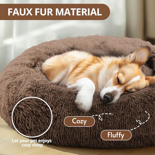Image of JOLLYVOGUE Calming Dog & Cat Bed 45 inch, Coffee