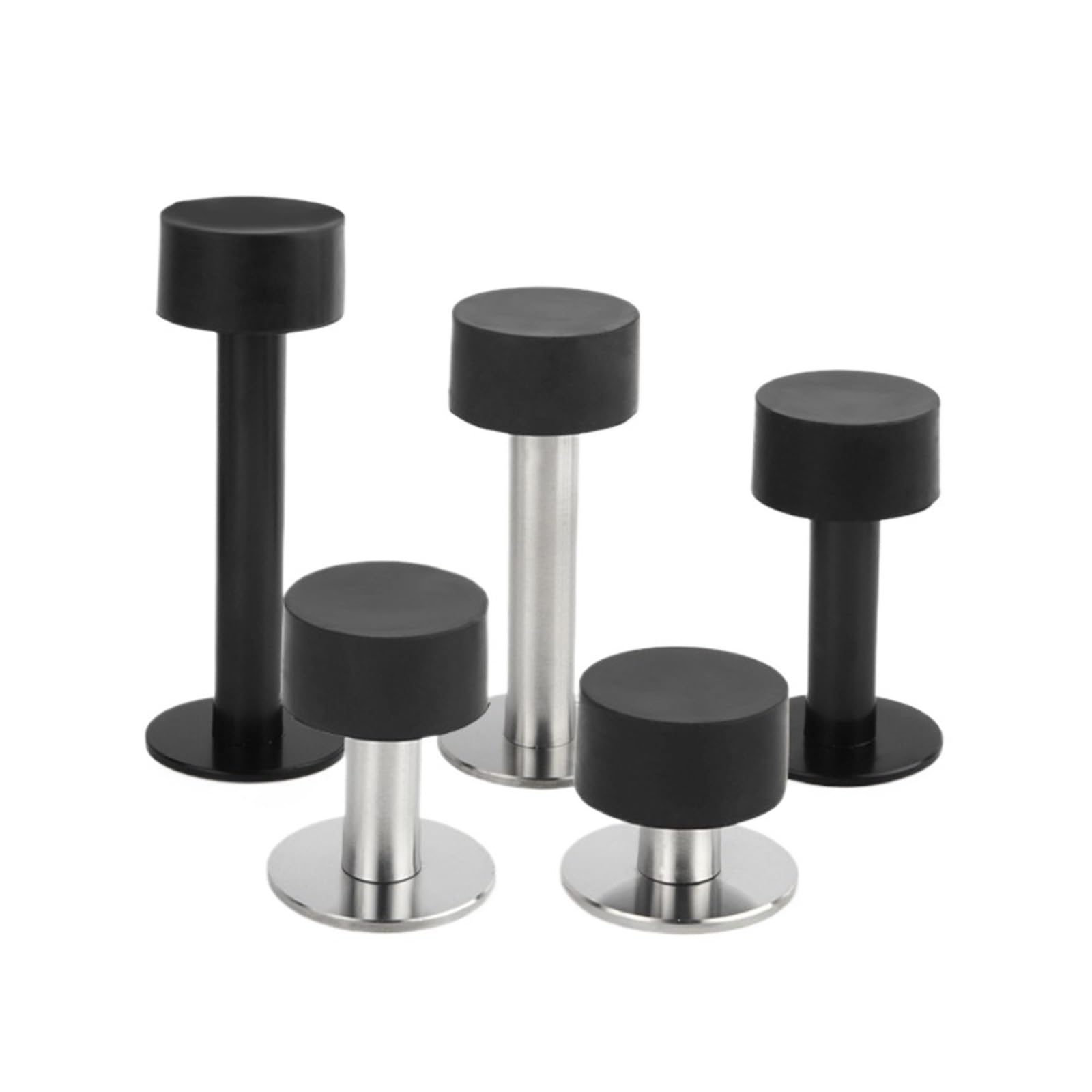 1pcs Stainless Steel Door Stopper Punching/No Punching Anti-Collision Door Suction(Black,121.5mm)
