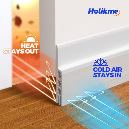 Image of Holikme Door Draft Stopper 2-Pack, Under Door Seal for Bottom Gap Filler | Strong Adhesive Silicone Weather Stripping Garage Window Blocker Cold Air, Door Sweep Save Energy, Transparent