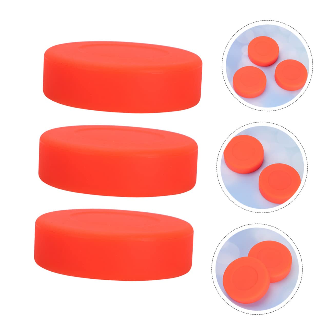 Homoyoyo Lot de 3 Rondelles de Hockey Professionnelles en PVC Mat Orange Dureté Réglable Accessoires de Sport Extérieur pour Hockey sur Glace
