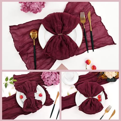 Servilletas de gasa borgoña lavables para decorar mesas de fiesta sin esfuerzo 7