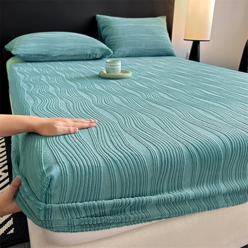 JIANINGHOME - Sábana bajera de castor (150 x 200, forro polar de invierno, terciopelo cálido, acogedor, cama boxspring