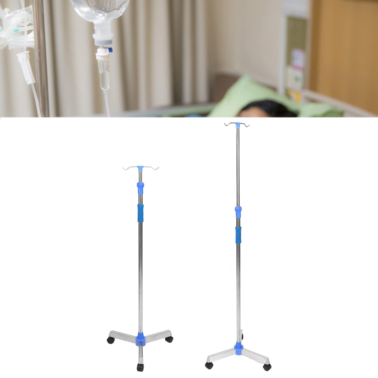 Asta Portaflebo, Asta per Sacca Portaflebo Resistente Alla Corrosione Telescopica Stabile Elevata tenacità Stabile Pavimento Robusto per Anziani per Ospedale
