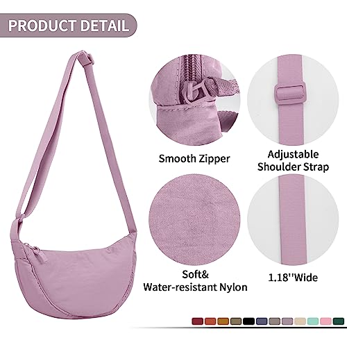 Image of Nylon Crescent Crossbody Bag for Women Purses Trendy Men,Small Travel Sling Bag Hobo