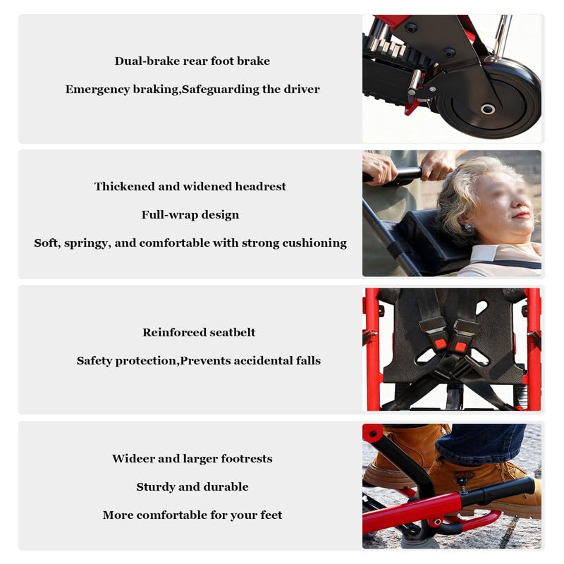 Elektrischer Treppenlift für Senioren,leichter,faltbarer Treppenlift,13-A-Lithium-Akku,maximale Tragkraft 160 kg Rot