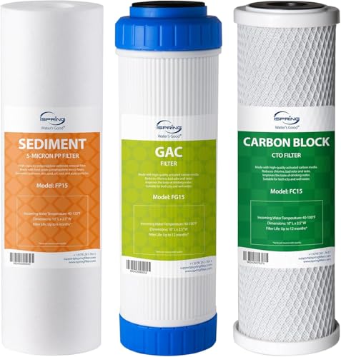 iSpring F3 Kit de Cartouche Filtrante, Remplacement du Pré-filtre de 6 Mois pour Les Systèmes d'osmose Inverse RO Standard, Blanc