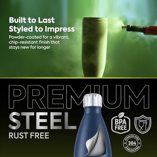 Image of Go24 pexpo Thermo Flask 1 Litre| Hot and Cold Flask | ISI Certified Stainless Steel | 3 Layer Insulation | Leakproof | for Home, Office | 2-Year Warranty | Electro 980ml | Denim Blue