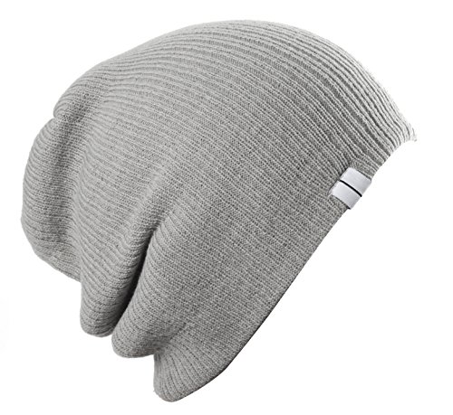 Slouchy Beanie Slouch Skull Hat Ski Hat Snowboard Hat Ribbed Beanie Oversize Beanie Three Styles in One Beanie: Wear it Slouch, Folded or Up Light Grey Highly (TM)