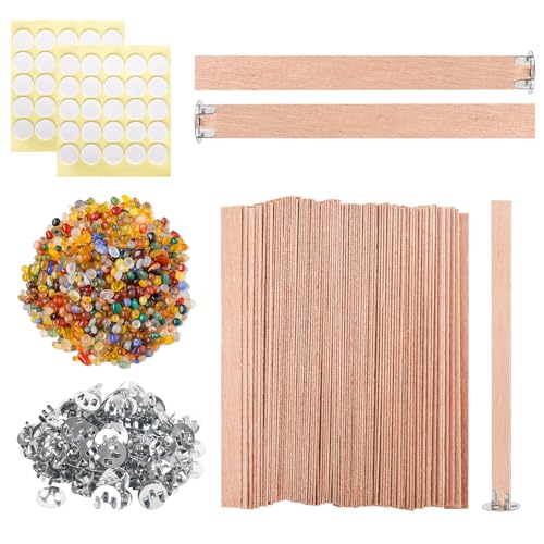 BENIMUS Conjunto De 150 Pavios De Vela De Madeira, 5,1 X 0,5 X 0,06 Polegadas, Pavios De Madeira Nat
