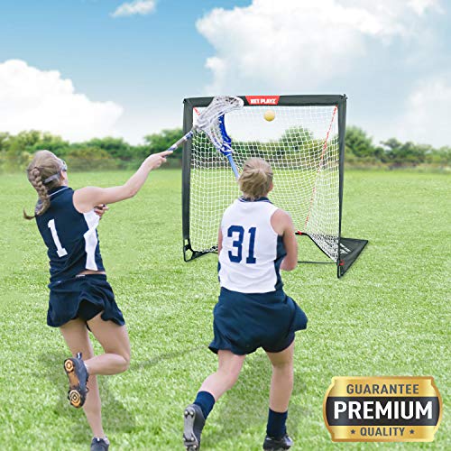 image for NET PLAYZ 4 x 4 x 4 Feet Lacrosse Goal Fast Install, Fiberglass Frme, 