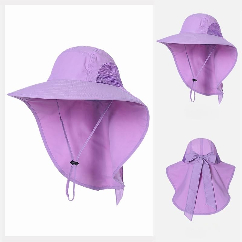 YEKEYI Sun Hats for Men Women Fishing Hat UPF 50+ Breathable Wide Brim Mesh Fishing Hat Summer UV Protection Hat Purple