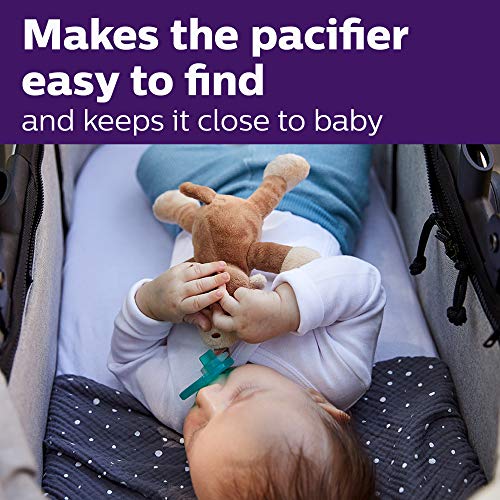 Image of Philips AVENT Soothie Snuggle Pacifier Holder with Detachable Pacifier, 0m+, Monkey, SCF347 /02 (Pack of 3)