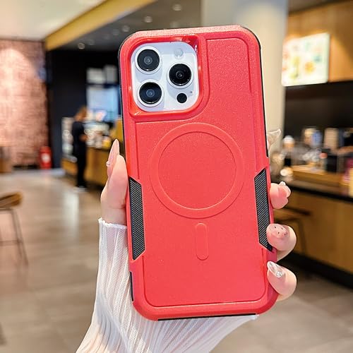 Coque iPhone 13 magnétique double couche rouge mat pour vos déplacements