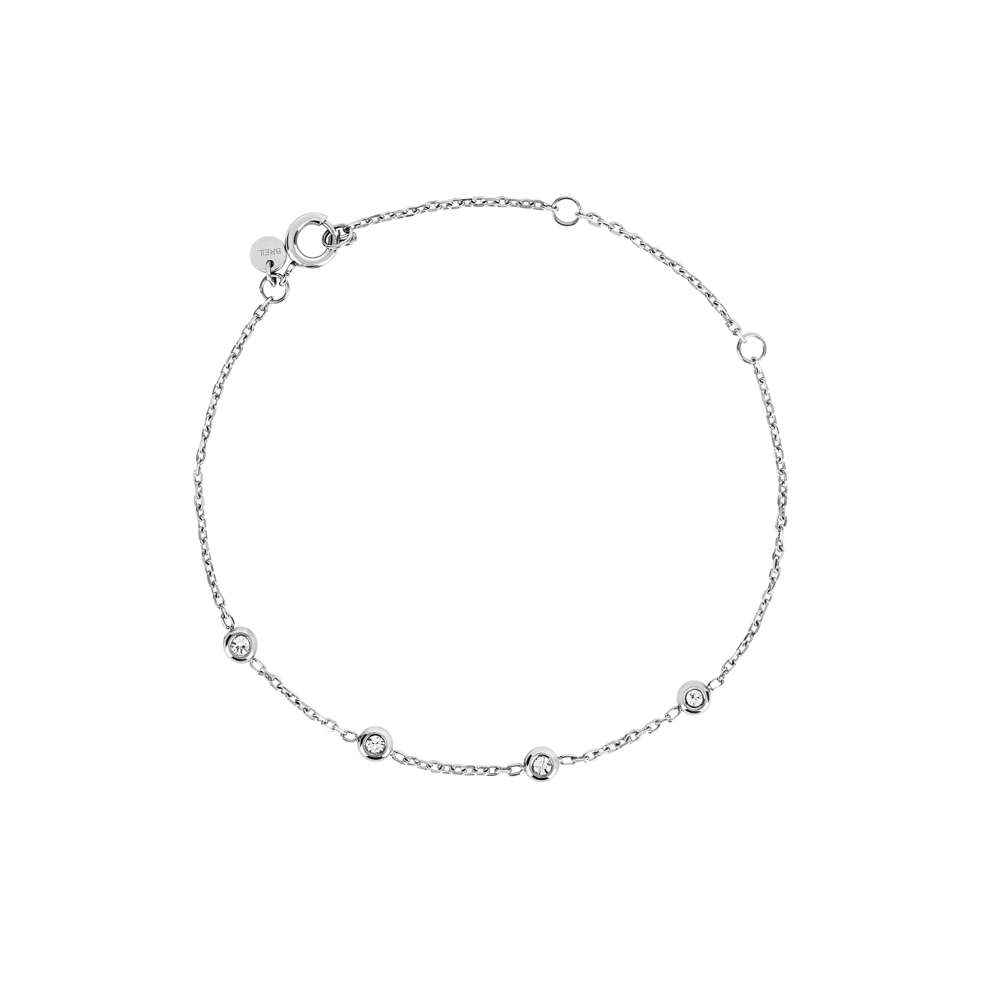 Breil, Collezione Moonlight, Bracciale Donna in Acciaio Lucido, con 4 Inserti in Cristallo, Chiusura Regolabile, Lunghezza fino a 21 cm, Idea Regalo Donna