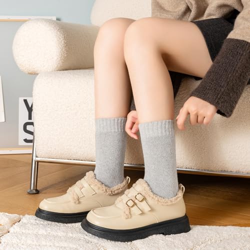 Image of Tavaleu Wool Socks for Women - Winter Soft Thick Warm Socks Vintage Crew Boot Sock Casual