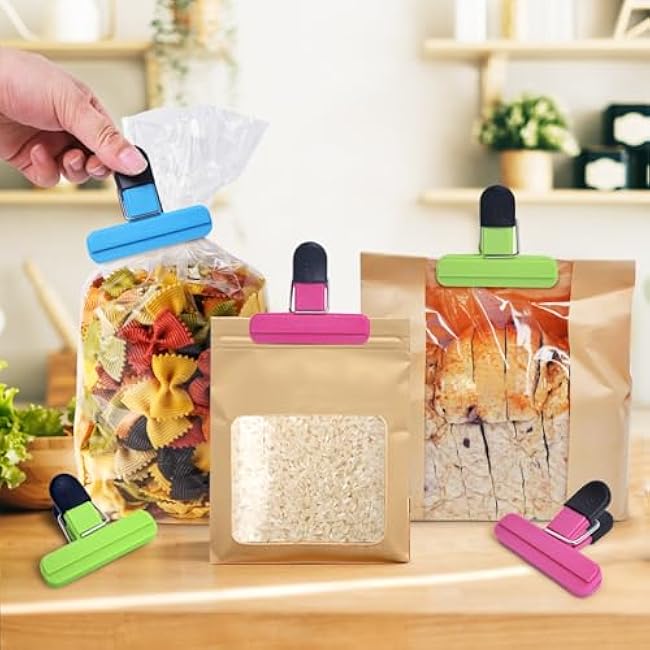 UNIYO 9Pack Large Chip Bag Clips - Assorted Sizes Food Bag Clips Plastic Heavy Seal Grip