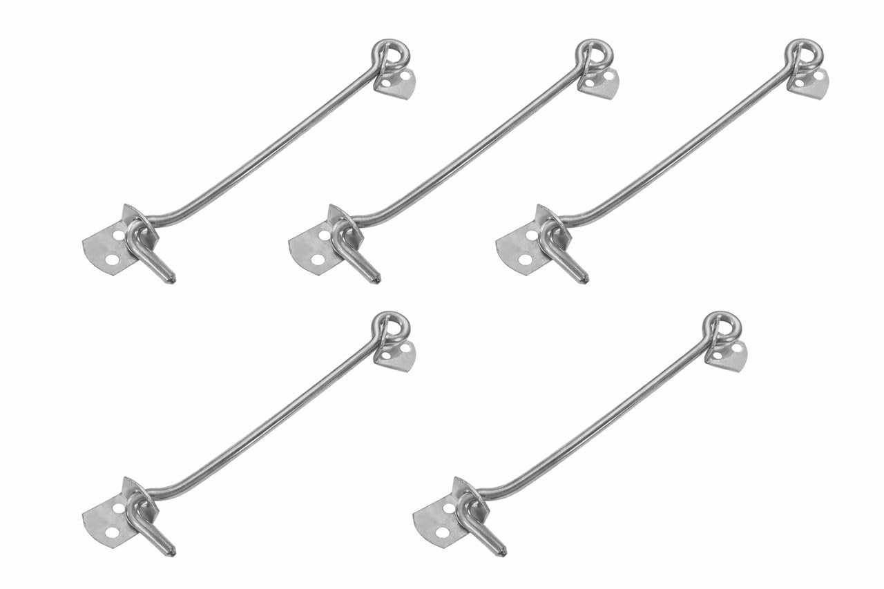 Stainless Steel Gate Door Hook/Window Hook/Window Latch for Homes, Offices, Hotels, Malls (5 Inch X 6 mm, Silver Matt Finish 5pcs Set Pack of 1-image-21