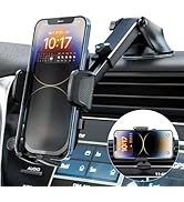 JOYTUTUS Universal Phone Holder Car, [Military-Grade Suction & Stable Clip] Phone Mount for Car D...