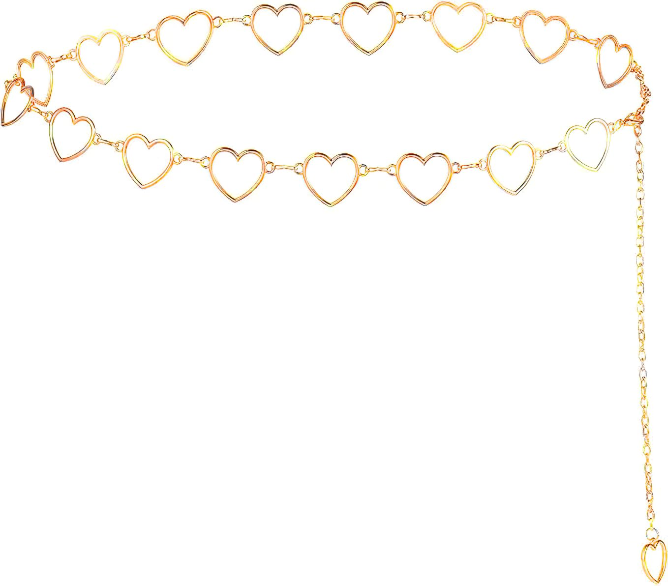 RVM Jewels Punk Waist Chain Belt Gold Metal Heart Body Chains Fancy Belly Belts Party Sexy Body Accessories Jewelry for Women (B0D94M114G) Amazon Price History, Amazon Price Tracker